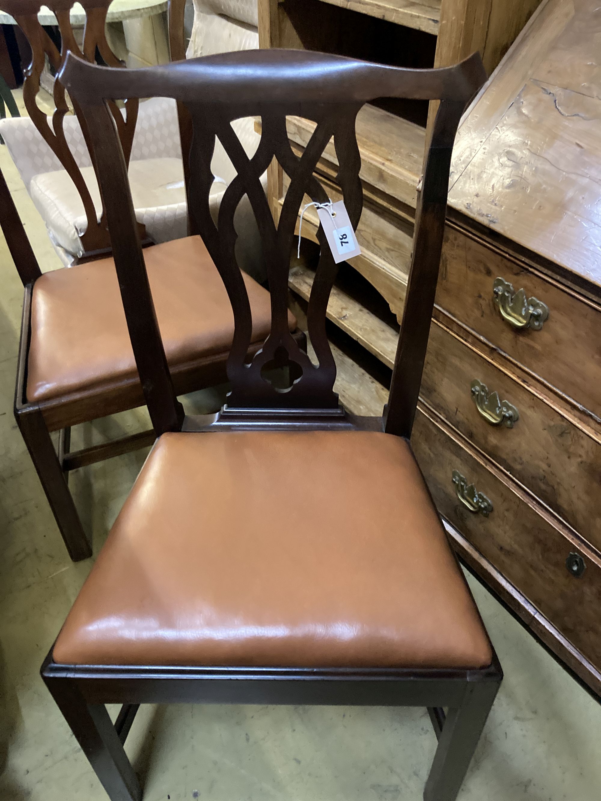 A Harlequin set of six George III and later mahogany dining chairs